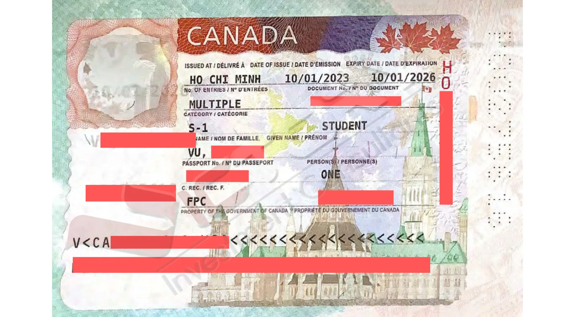 Hình ảnh visa S-1 Student khách hàng thành công tại VICTORY, thời hạn 10/01/2023-10/01/2026