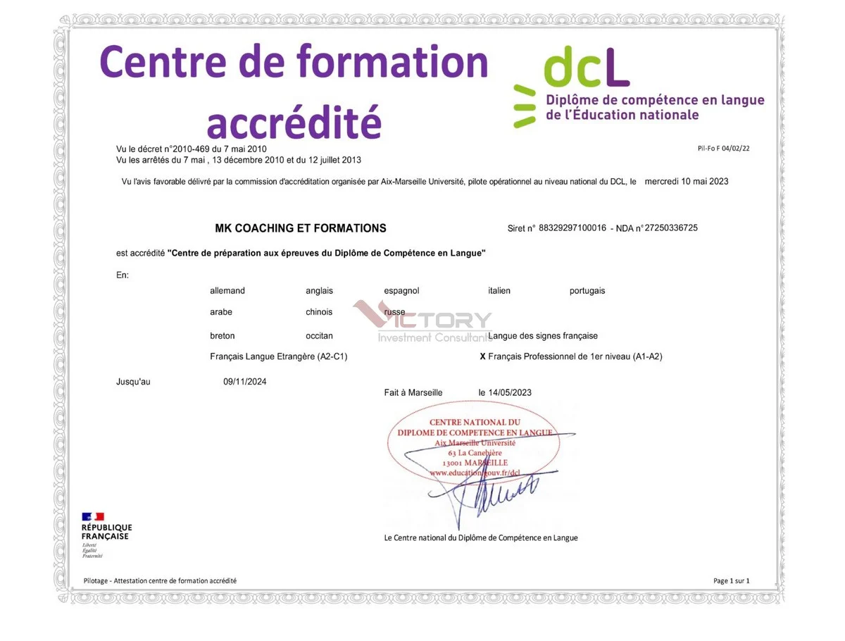 chung chi tieng phap canada dcl