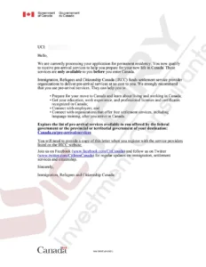 pth applicant pre arrival services letter