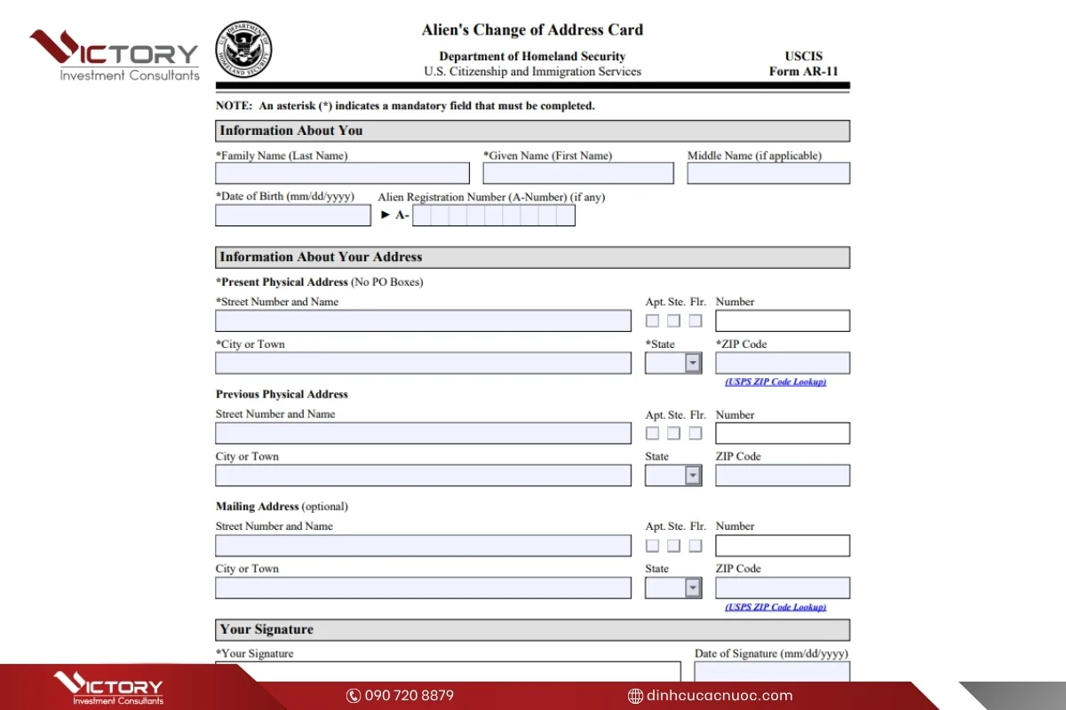 thay doi dia chi thu cu uscis