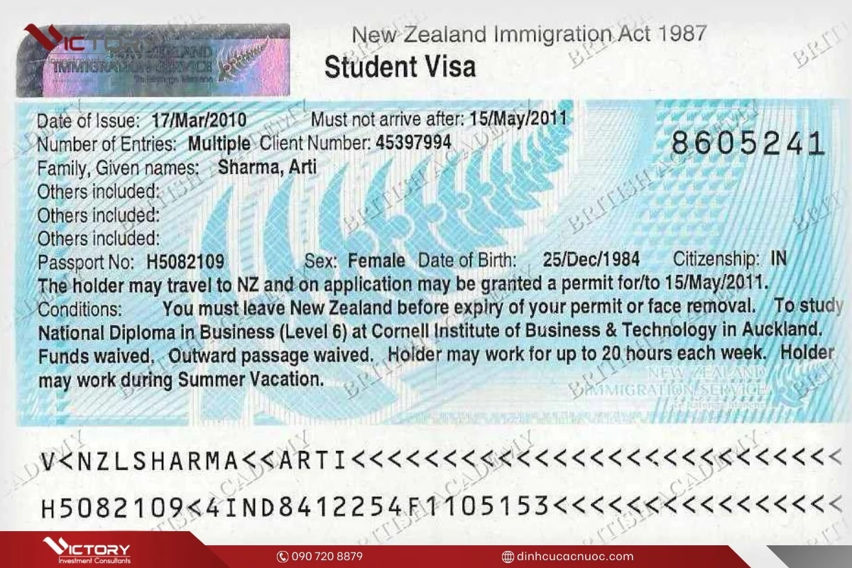 danh sach cac loai visa new zealand