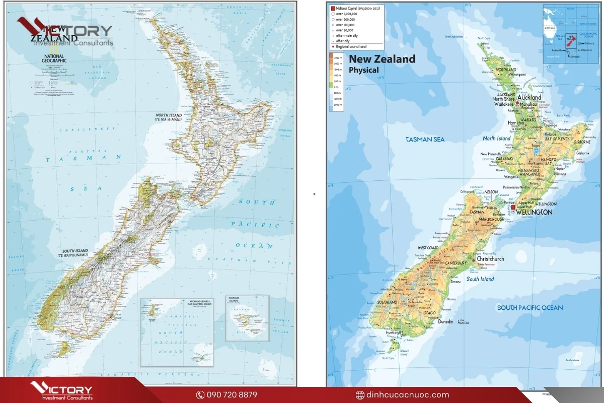 ban do dia ly new zealand