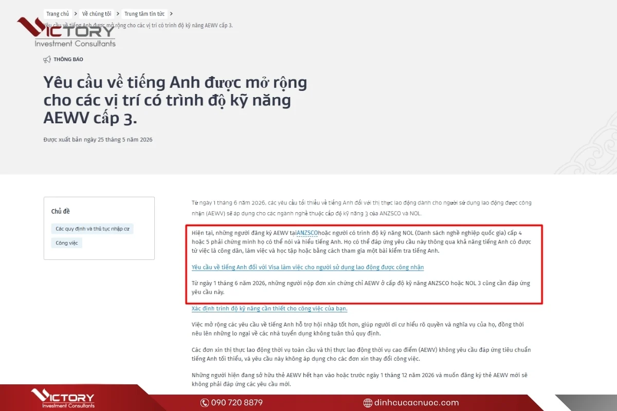 aewv skill level 3 bat buoc tieng anh