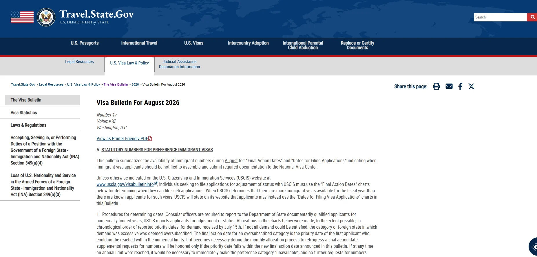 Visa Bulletin For August 2026