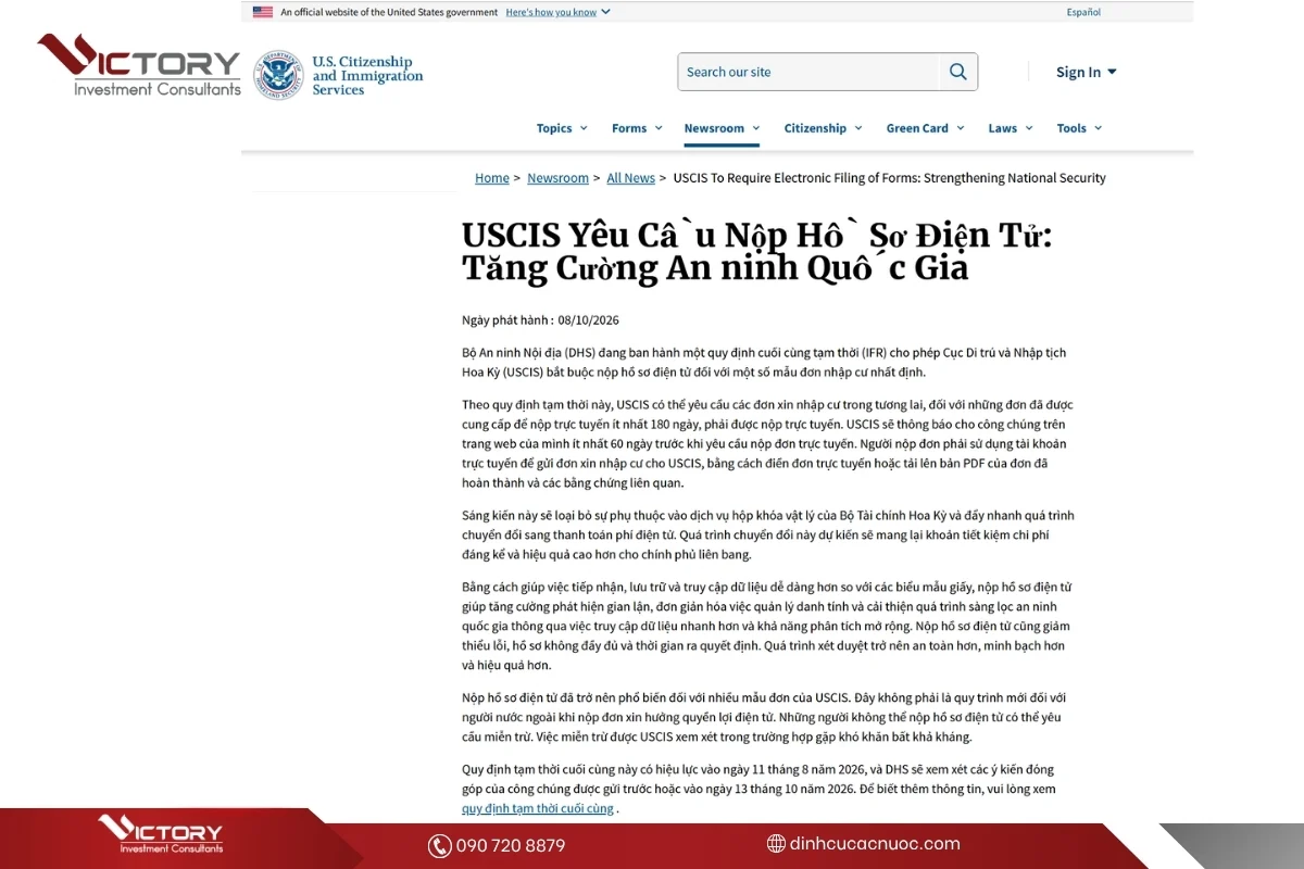 uscis ap dung quy dinh moi ve bat buoc nop ho so online
